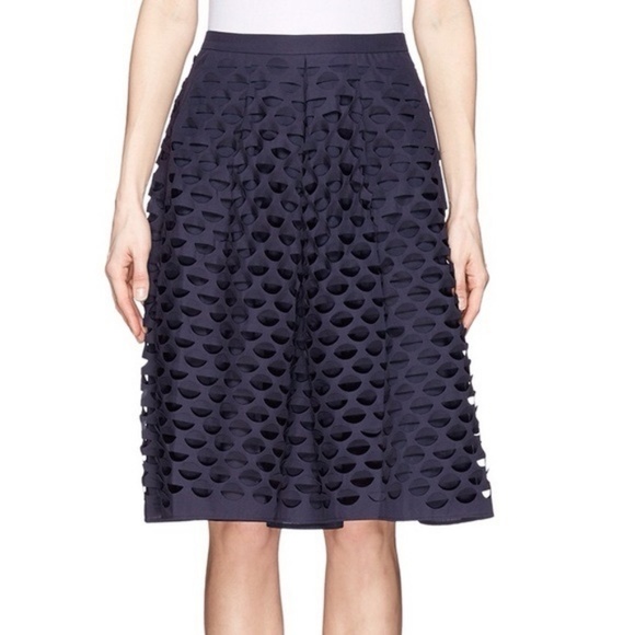 J. Crew Dresses & Skirts - J. Crew Navy Laser Cut Circle Midi Skirt